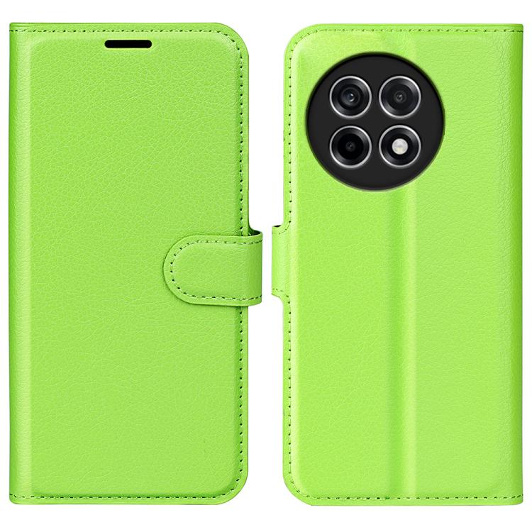 

For OnePlus 13R Litchi Texture Horizontal Flip Leather Phone Case with Holder(Green)