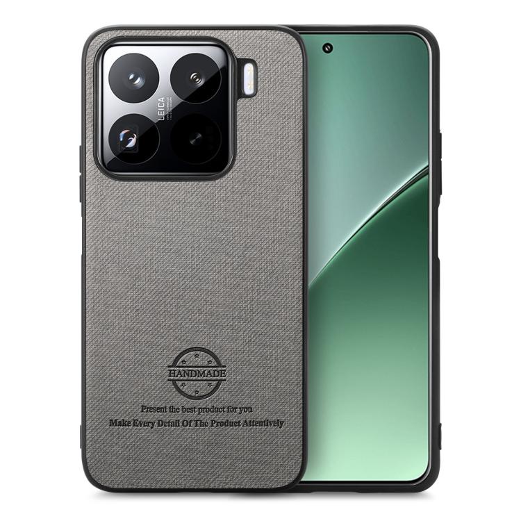 

For Xiaomi 15 Pro Twill Fabric Leather Skin Back Phone Case(Gray)