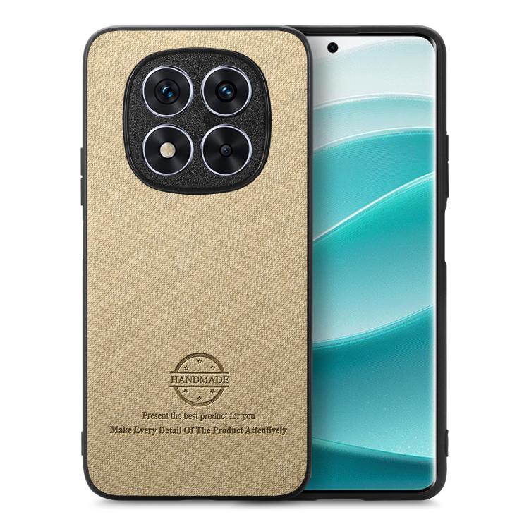 

For Redmi 14C Twill Fabric Leather Skin Back Phone Case(Khaki)