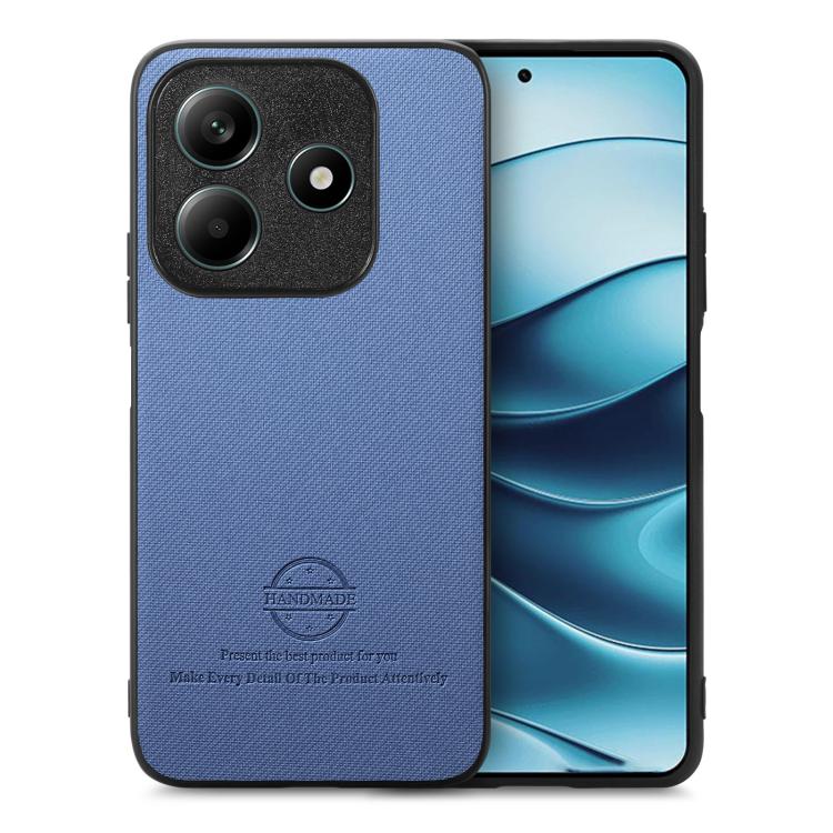 

For Redmi Note 14 5G Twill Fabric Leather Skin Back Phone Case(Blue)