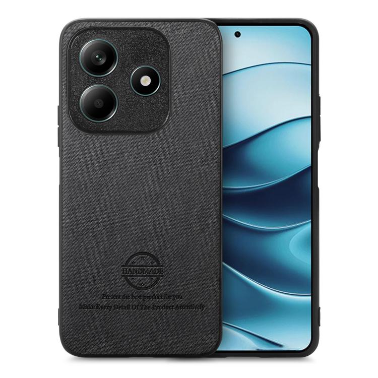 

For Redmi Note 14 5G Twill Fabric Leather Skin Back Phone Case(Black)
