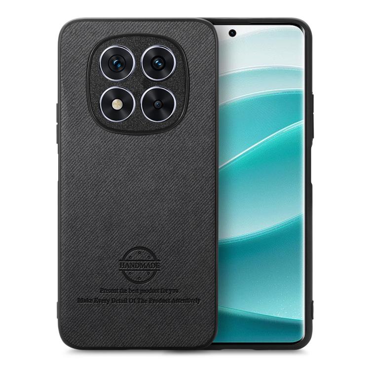 

For Redmi Note 14 Pro 5G Twill Fabric Leather Skin Back Phone Case(Black)