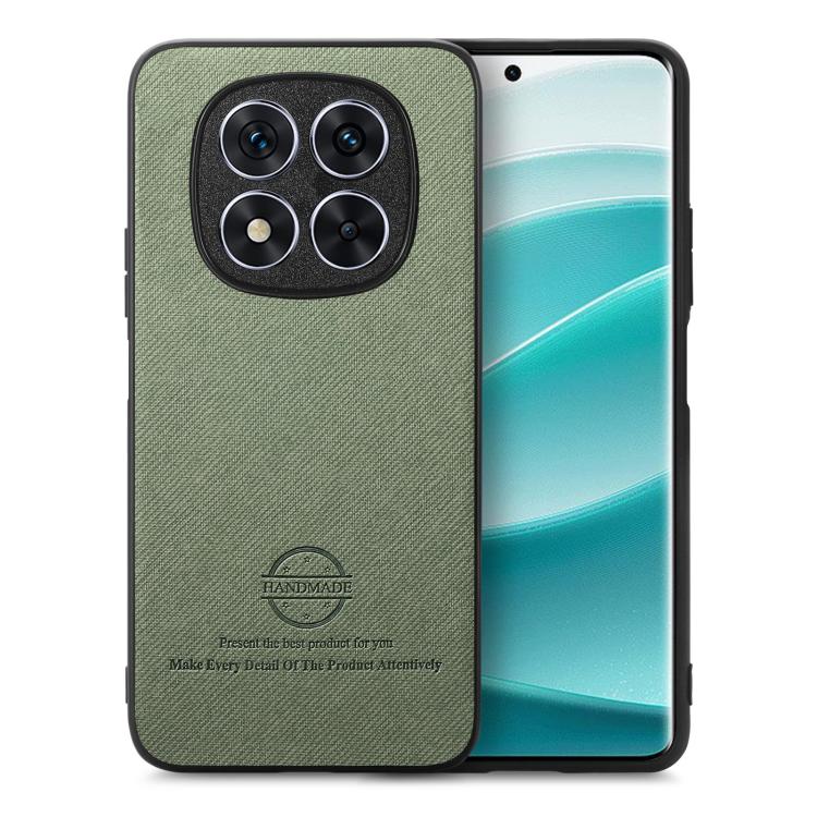 

For Redmi Note 14 Pro+ 5G Twill Fabric Leather Skin Back Phone Case(Green)