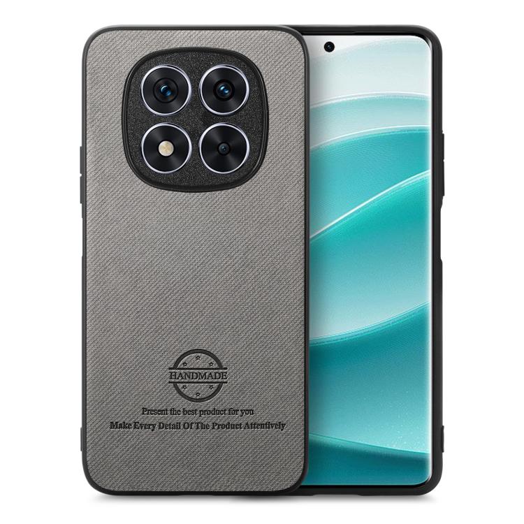 

For Redmi Note 14 Pro+ 5G Twill Fabric Leather Skin Back Phone Case(Gray)