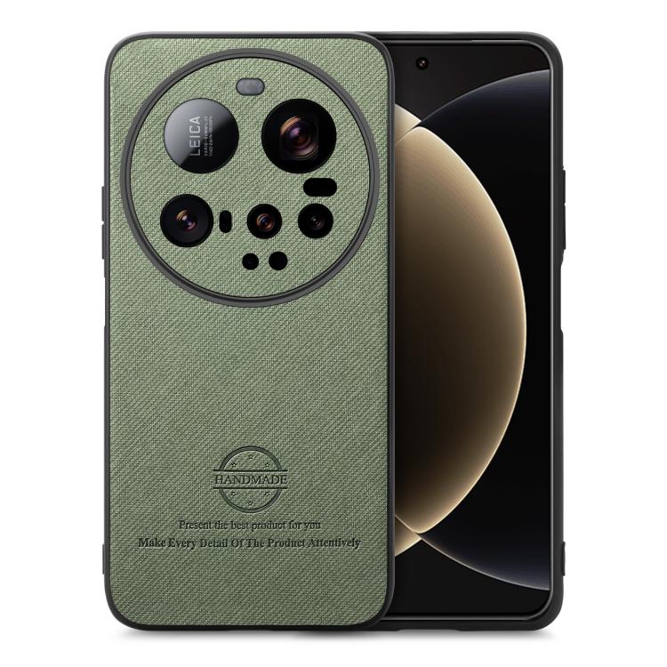 

For Xiaomi 15 Ultra Twill Fabric Leather Skin Back Phone Case(Green)