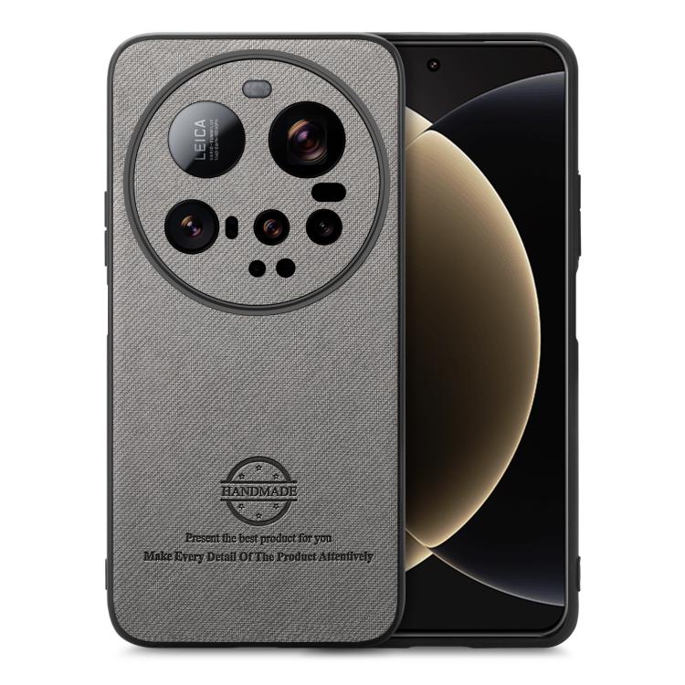 

For Xiaomi 15 Ultra Twill Fabric Leather Skin Back Phone Case(Gray)