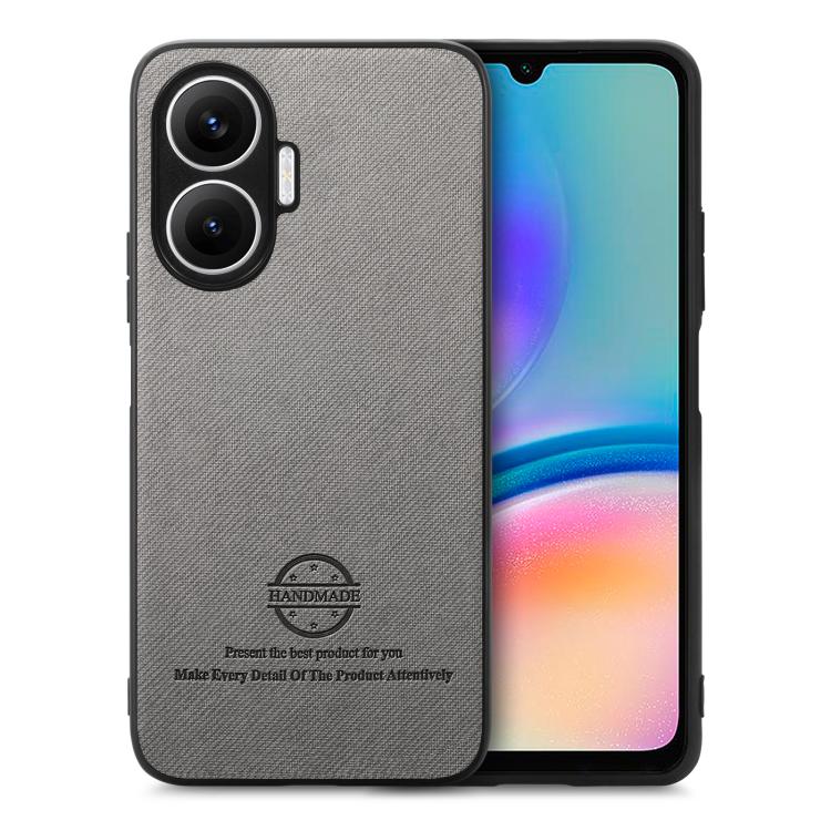 

For Redmi Turbo 4 Pro Twill Fabric Leather Skin Back Phone Case(Gray)