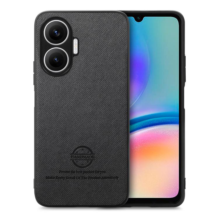

For Redmi Turbo 4 Pro Twill Fabric Leather Skin Back Phone Case(Black)