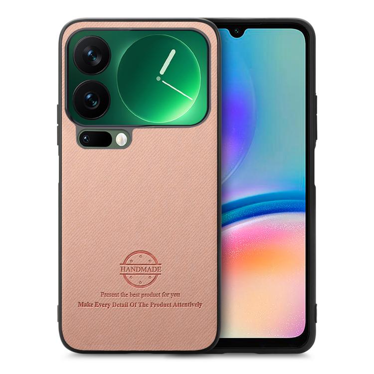 

For Xiaomi 17 Pro Twill Fabric Leather Skin Back Phone Case(Pink)