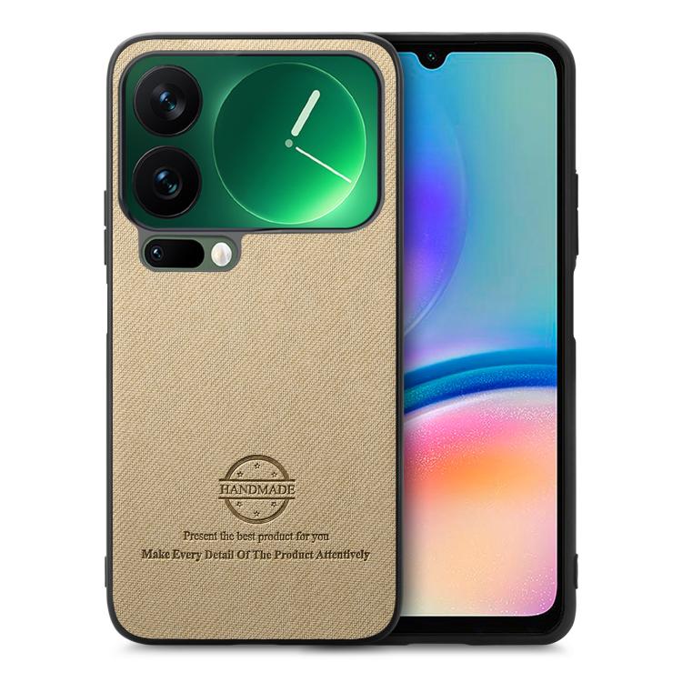 

For Xiaomi 17 Pro Twill Fabric Leather Skin Back Phone Case(Khaki)
