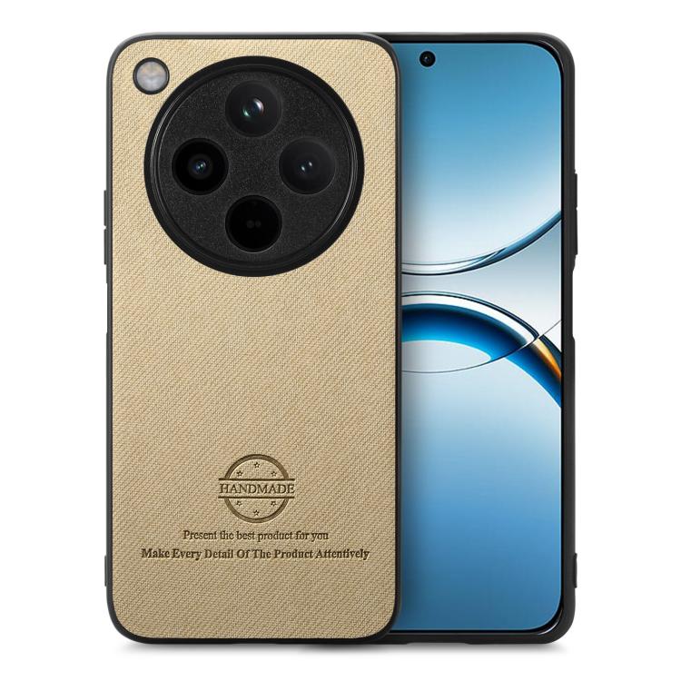 

For OPPO Find X8 Twill Fabric Leather Skin Back Phone Case(Khaki)