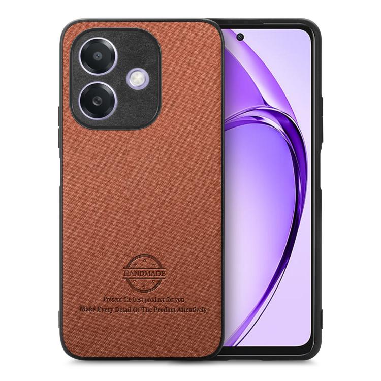 

For OPPO A3X 4G Twill Fabric Leather Skin Back Phone Case(Brown)