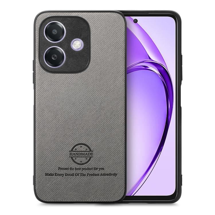 

For OPPO A3X 4G Twill Fabric Leather Skin Back Phone Case(Gray)