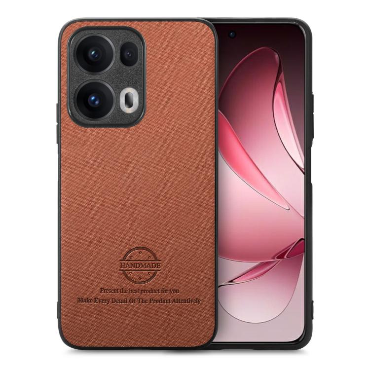 

For OPPO Reno13 Global Twill Fabric Leather Skin Back Phone Case(Brown)