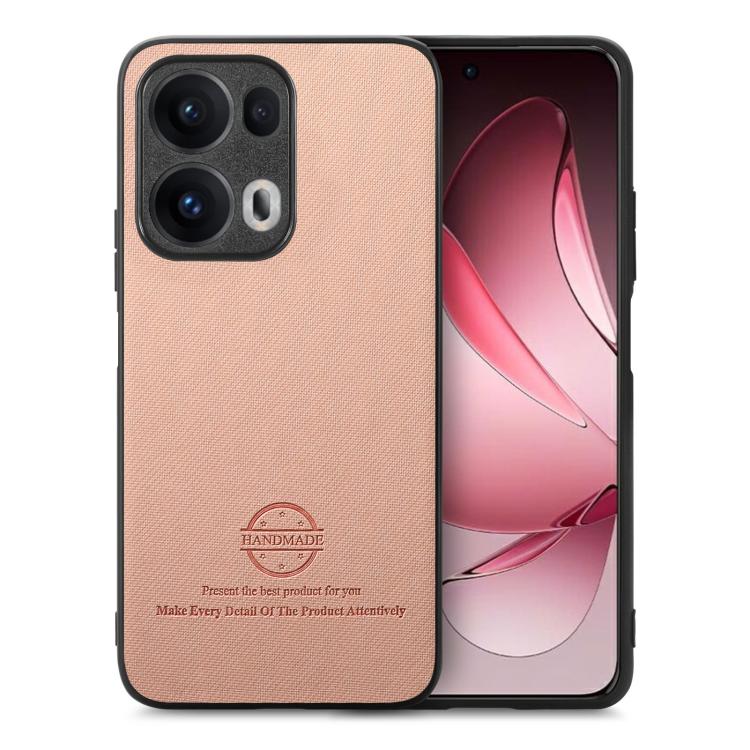 

For OPPO Reno13 Global Twill Fabric Leather Skin Back Phone Case(Pink)