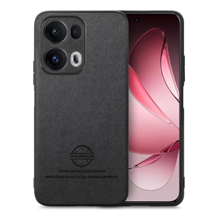 

For OPPO Reno13 Global Twill Fabric Leather Skin Back Phone Case(Black)