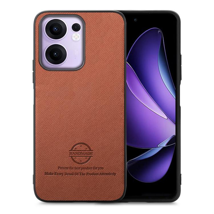 

For OPPO Reno13 F Twill Fabric Leather Skin Back Phone Case(Brown)