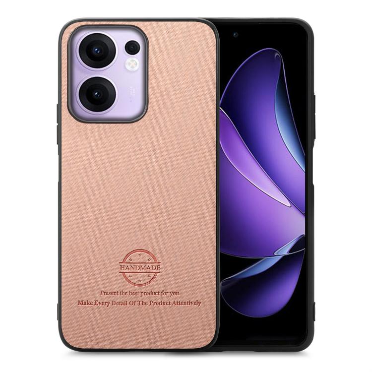 

For OPPO Reno13 F Twill Fabric Leather Skin Back Phone Case(Pink)