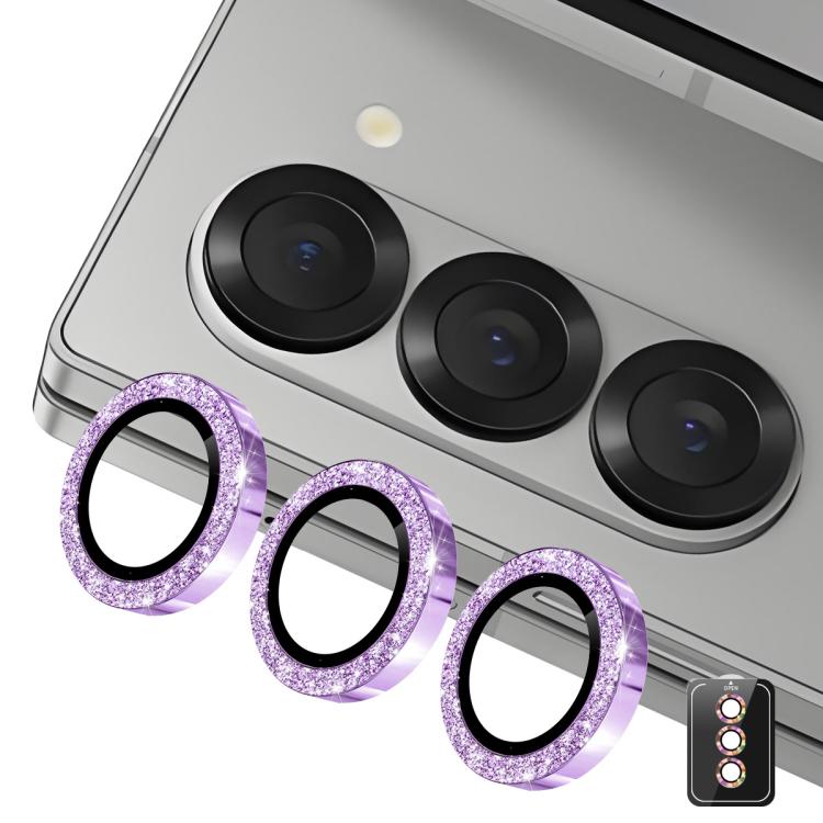 

For Samsung Galaxy Z Fold7 ENKAY Hat-Prince 9H Rear Camera Lens Glitter Aluminium Alloy Tempered Glass Film(Purple)