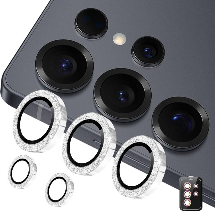 

For Samsung Galaxy S26 Ultra 5G ENKAY Hat-Prince 9H Rear Camera Lens Glitter Aluminium Alloy Tempered Glass Film(Silver)