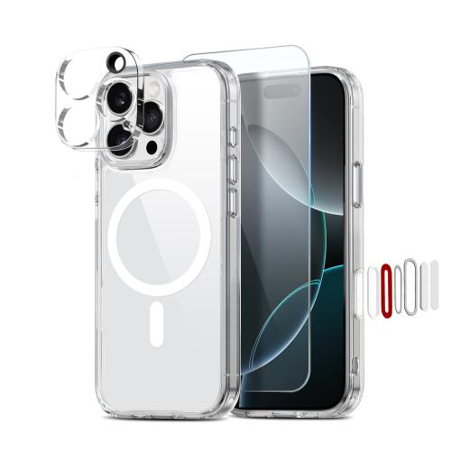 

For iPhone 16 Pro Max NORTHJO 3 in 1 PC Magnetic Phone Case with Screen Film and Lens Film(Clear)