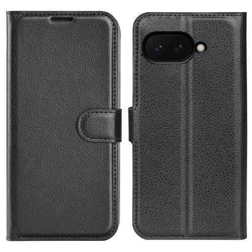 

For Google Pixel 9a Litchi Texture Horizontal Flip Leather Phone Case with Holder(Black)