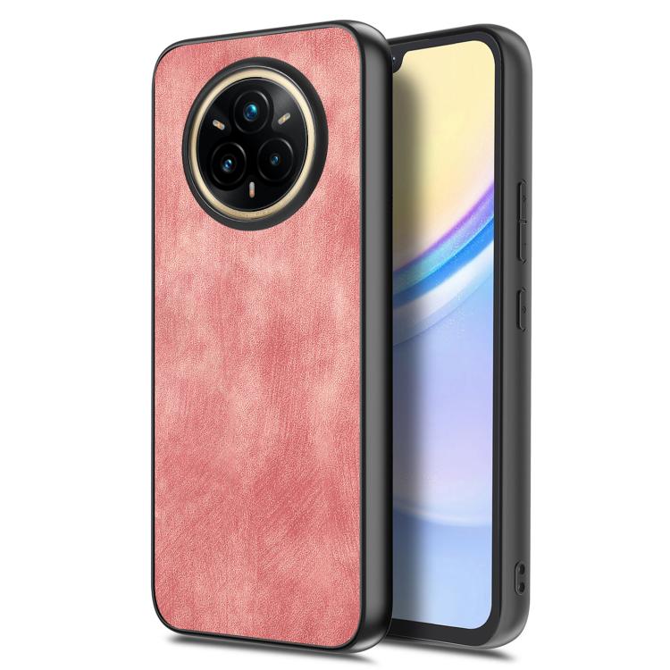 

For Realme 14 Pro+ Vintage Leather PC Back Cover Phone Case(Pink)
