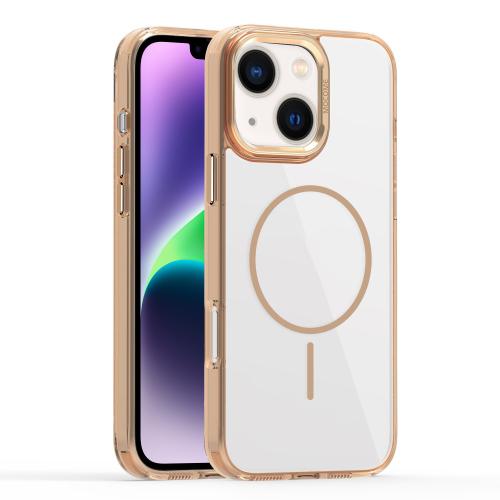 

For iPhone 14 Plus Star Shield Thin Circle MagSafe Phone Case(Desert Gold)