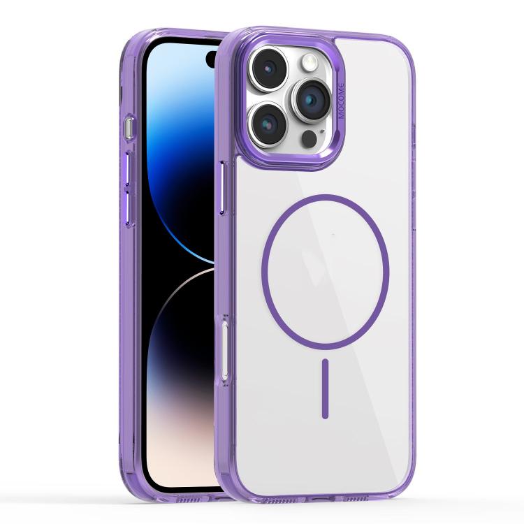 

For iPhone 14 Pro Star Shield Thin Circle MagSafe Phone Case(Purple)