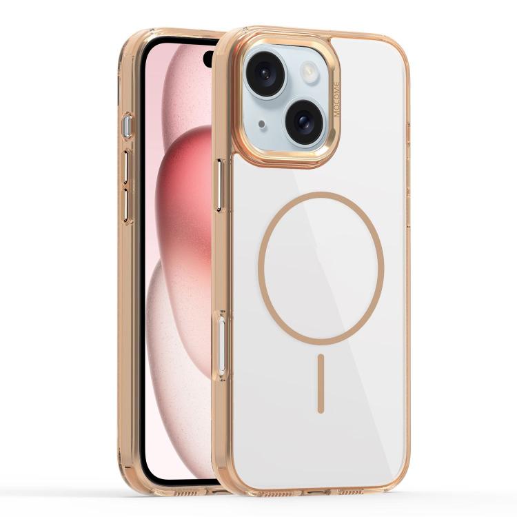 

For iPhone 15 Plus Star Shield Thin Circle MagSafe Phone Case(Desert Gold)