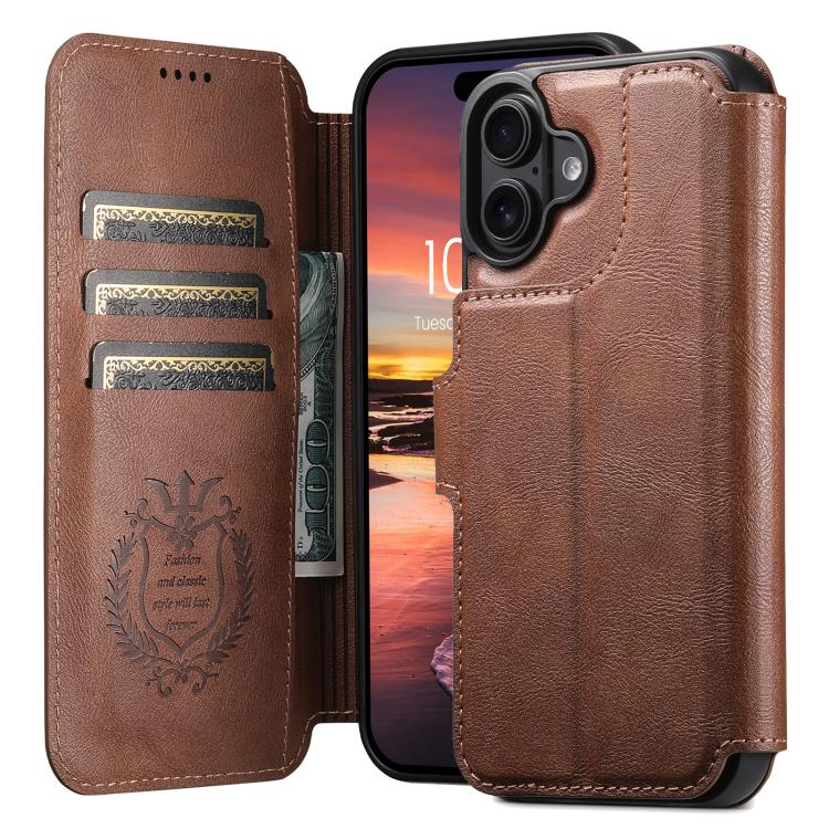 

For iPhone 17 Suteni Q05 2-in-1 Multi-function Detachable Wallet MagSafe Phone Case(Brown)