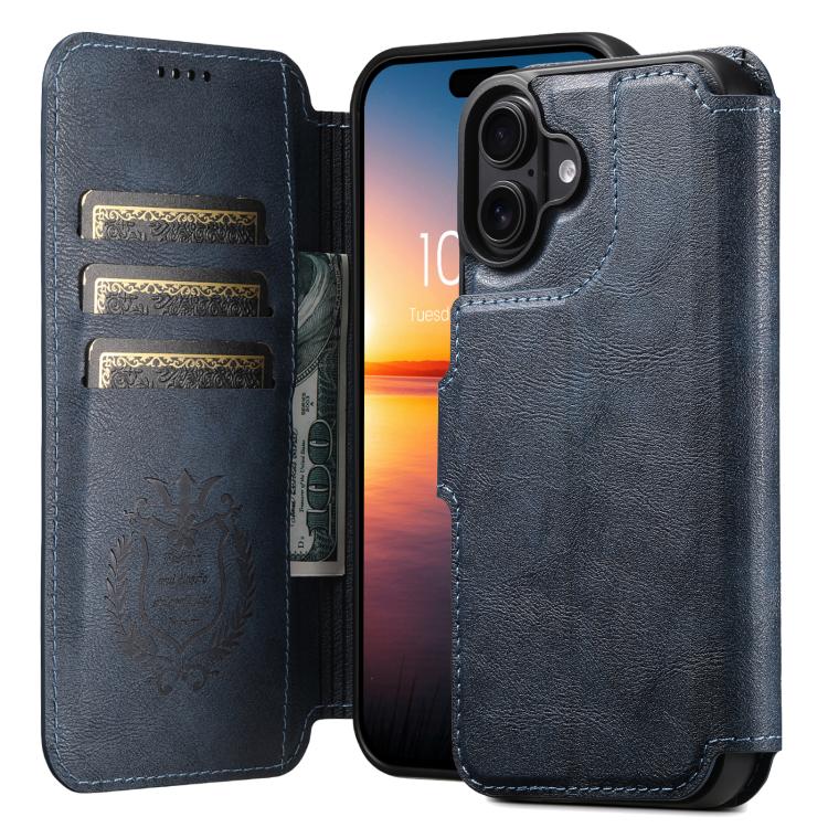 

For iPhone 17 Suteni Q05 2-in-1 Multi-function Detachable Wallet MagSafe Phone Case(Blue)