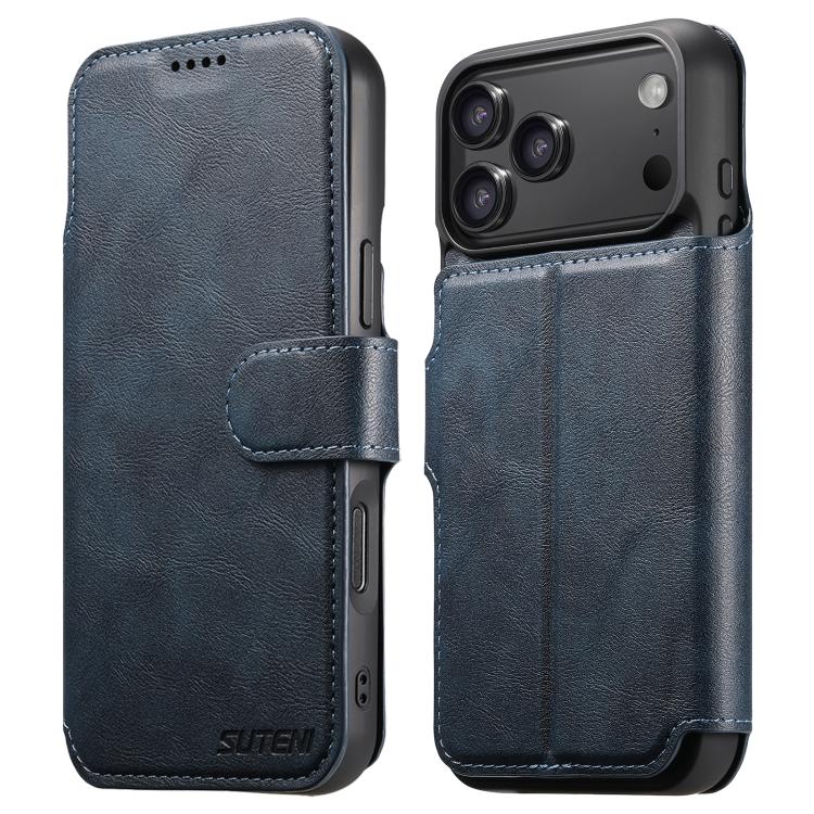 For iPhone 18 Pro Max Suteni Q05 2-in-1 Multi-function Detachable Wallet MagSafe Phone Case(Blue)