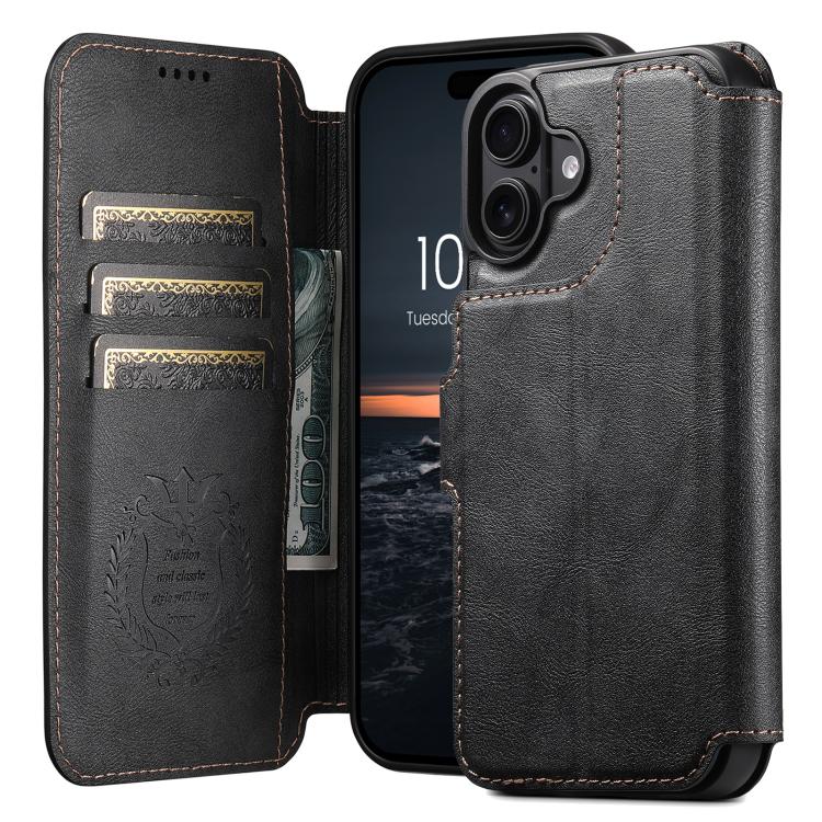 For iPhone 18 Suteni Q05 2-in-1 Multi-function Detachable Wallet MagSafe Phone Case(Black)