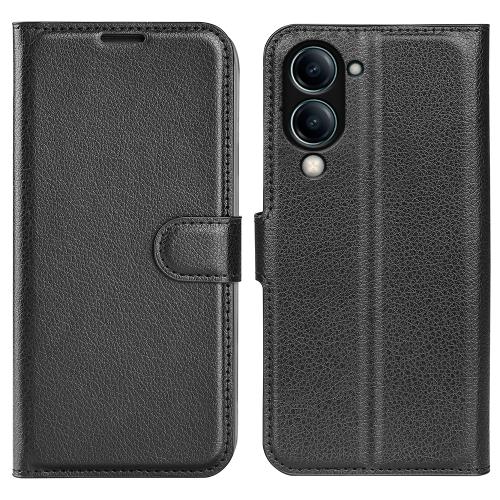 

For vivo Y04 / Y29s Litchi Texture Horizontal Flip Leather Phone Case with Holder(Black)