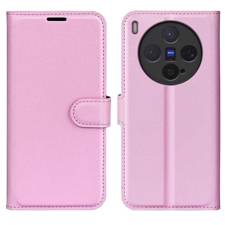 

For vivo X300 Litchi Texture Horizontal Flip Leather Phone Case with Holder(Pink)