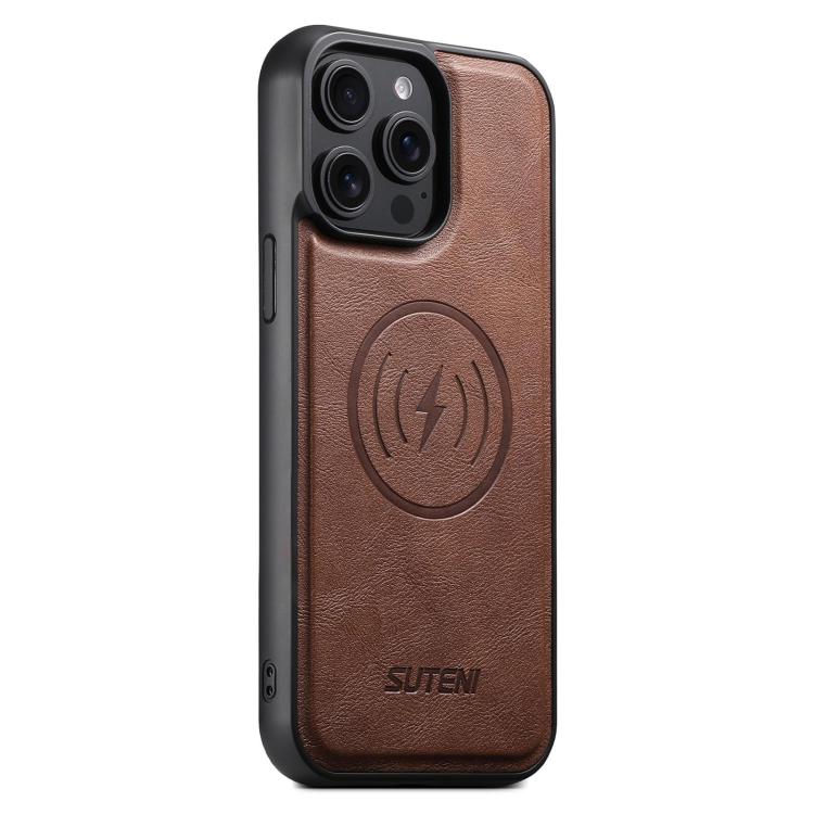 

For iPhone 15 Pro Max Suteni G5 Cowhide Leather MagSafe Magnetic Phone Case(Brown)