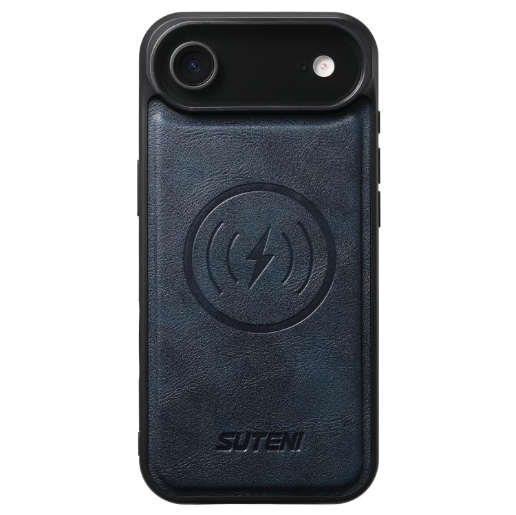 For iPhone Air Suteni G5 Cowhide Leather MagSafe Magnetic Phone Case(Blue)