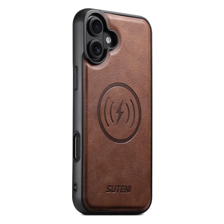 

For iPhone 17 Suteni G5 Cowhide Leather MagSafe Magnetic Phone Case(Brown)