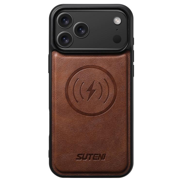 For iPhone 18 Pro Suteni G5 Cowhide Leather MagSafe Magnetic Phone Case(Brown)