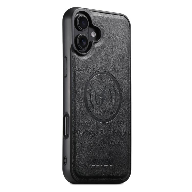 For iPhone 18 Suteni G5 Cowhide Leather MagSafe Magnetic Phone Case(Black) — купить у Sunsky-online WW
