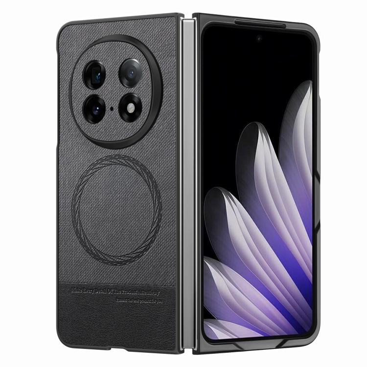 

For OPPO Find N5 Twill Fabric Leather Skin Magnetic Back Phone Case(Black)