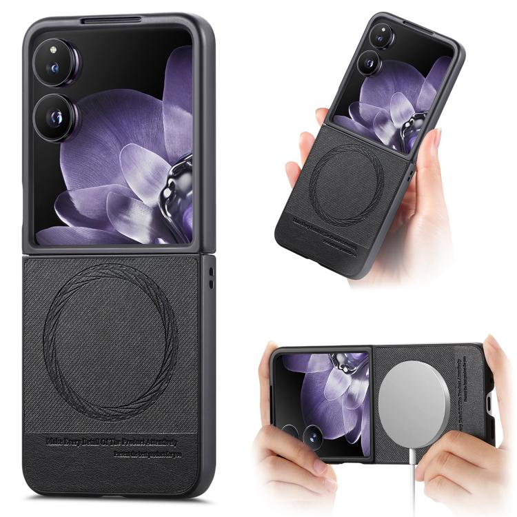 

For Xiaomi Mix Flip Twill Fabric Leather Skin Magnetic Back Phone Case(Black)