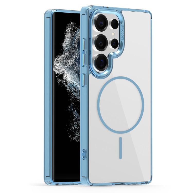 

For Samsung Galaxy S22 Ultra 5G Star Shield Thin Circle MagSafe Phone Case(Light Blue)