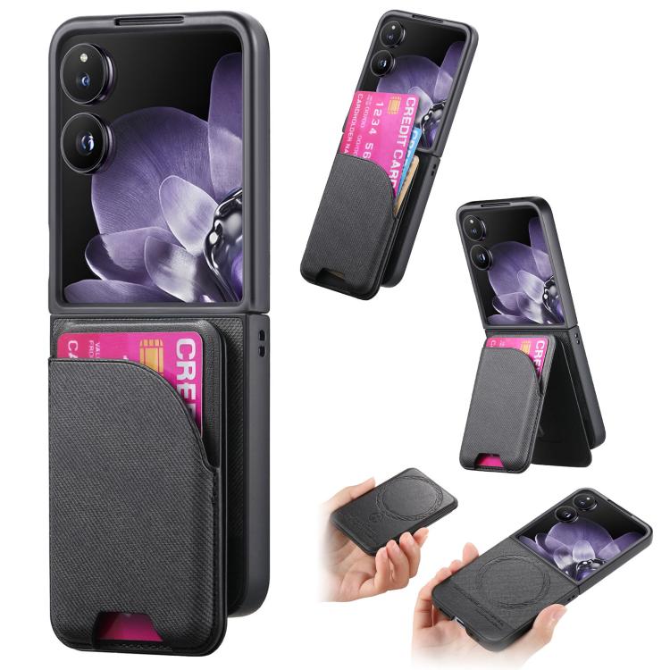 

For Xiaomi Mix Flip Twill Fabric Leather Skin Card Bag Magnetic Back Phone Case(Black)