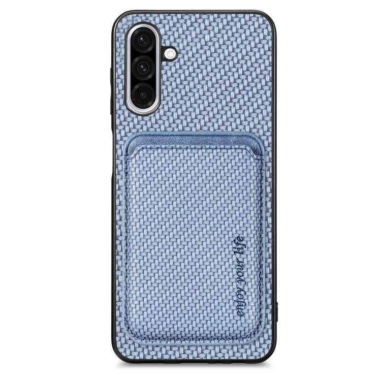 

For Samsung Galaxy A36 5G Carbon Fiber Leather Card Magsafe Phone Case(Blue)