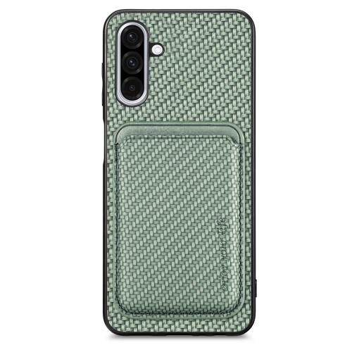 

For Samsung Galaxy A36 5G Carbon Fiber Leather Card Magsafe Phone Case(Green)