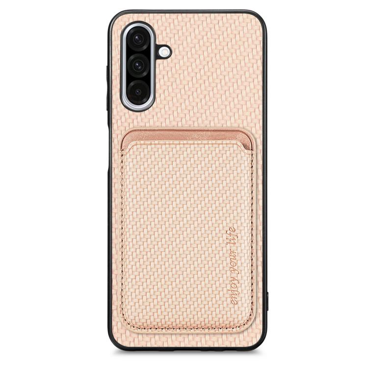 

For Samsung Galaxy A56 5G Carbon Fiber Leather Card Magsafe Phone Case(Khaki)