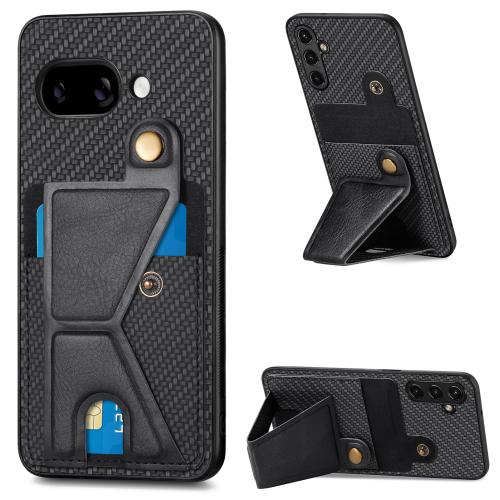 

For Google Pixel 9a Carbon Fiber Wallet Flip Card K-shaped Holder Phone Case(Black)