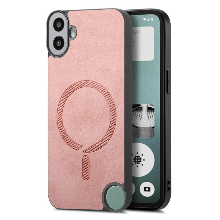 

For Nothing CMF Phone 1 Retro Magsafe Magnetic PU Back Cover Phone Case(Pink)